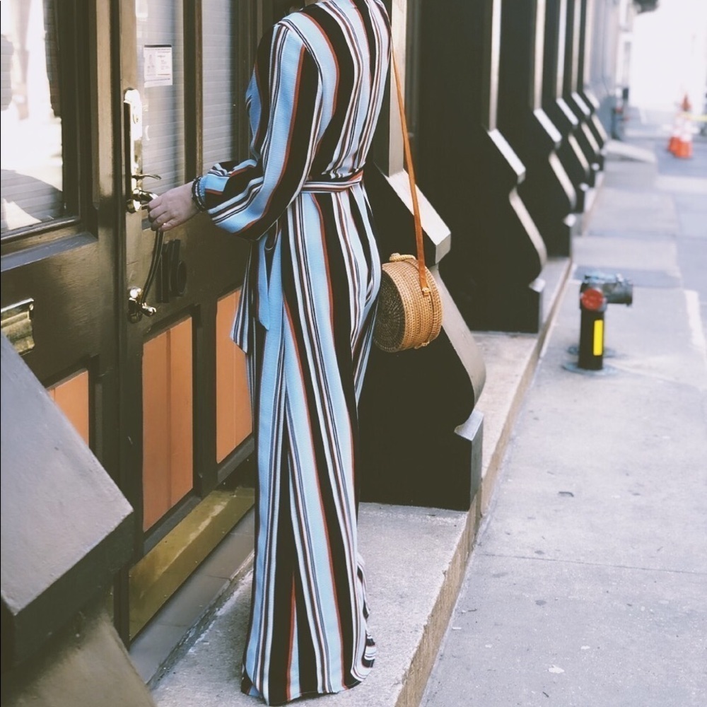 ✨Sasha Striped Puff Sleeve Maxi Wrap Dress - Picture 2 of 8